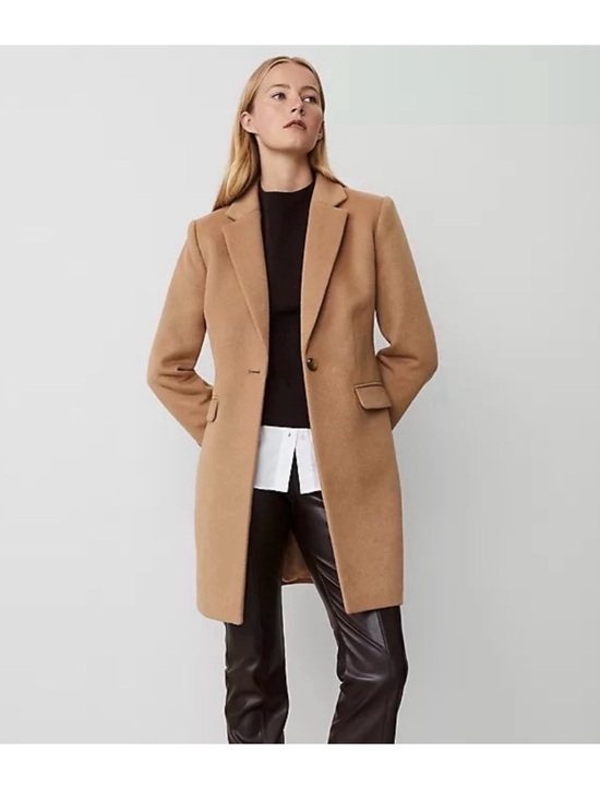 Ann Taylor Jackets & Blazers - Ann Taylor classic camel color Single-Button Wool-Blend Notch Lapel Coat